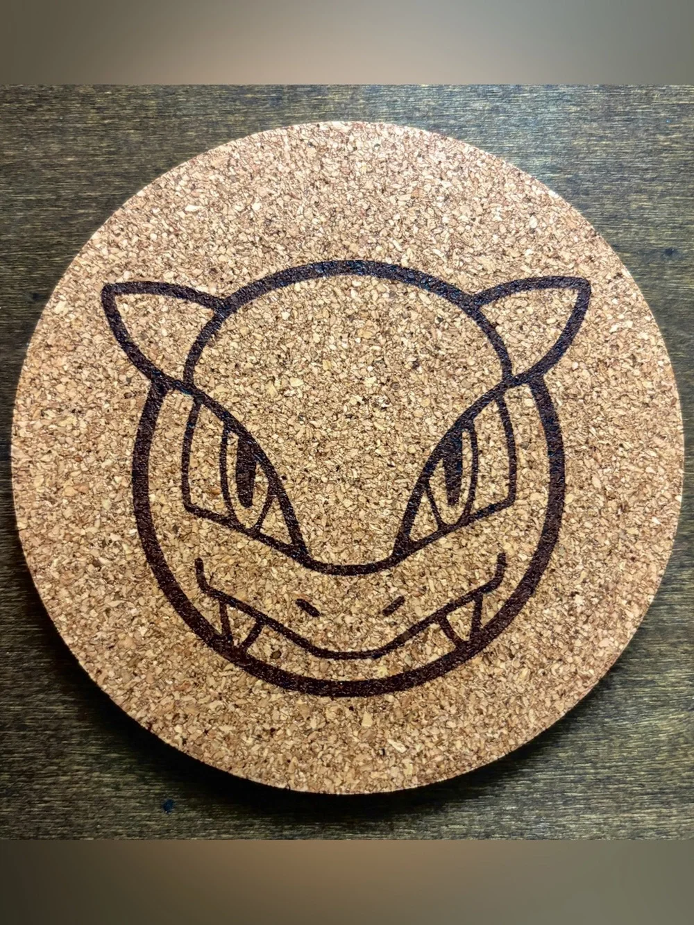 Pokemon Kangaskhan Face Laser Engraved Cork Coaster